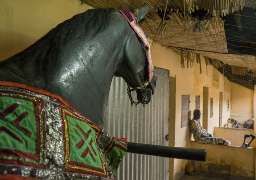 Benin, West Africa, Dassa-Zoumè, the king of dassa zoume former wooden horse on wheels