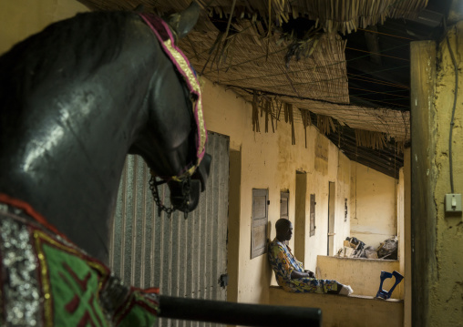 Benin, West Africa, Dassa-Zoumè, the king of dassa zoume former wooden horse on wheels
