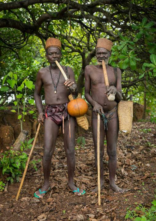 Benin, West Africa, Taneka-Koko, traditional healers with their giant pipes
