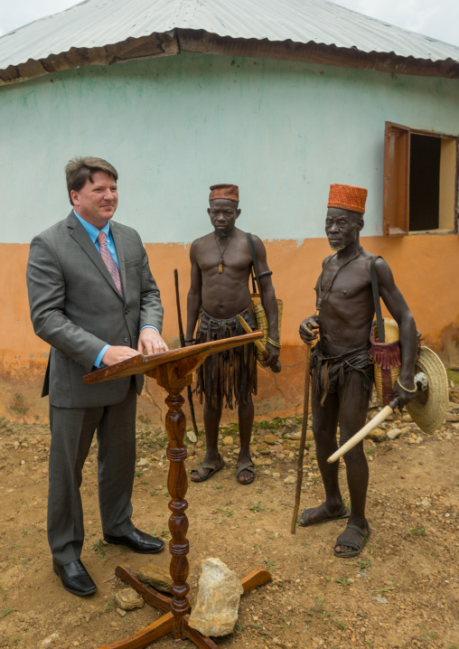 Benin, West Africa, Taneka-Koko, traditional healers with american cultural representative for the opening ceremony of a local museum