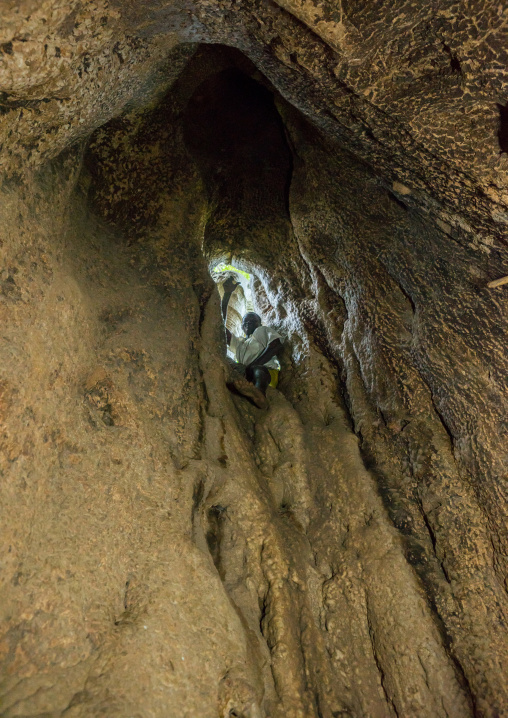 Togo, West Africa, Nadoba, inside an old baobab where people used to live inside the empty trunk long time ago