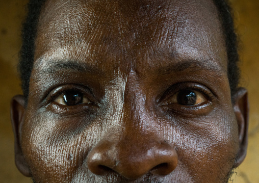 Benin, West Africa, Koussou, a somba tribe man with his face covered with linear scars