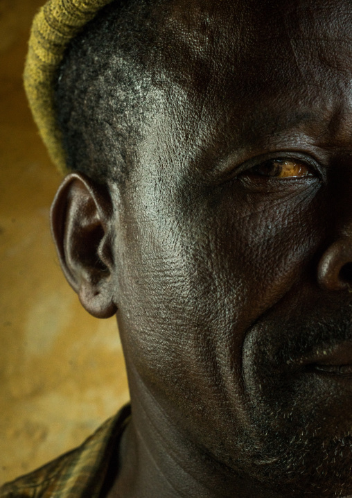 Benin, West Africa, Koussou, a somba tribe man with his face covered with linear scars