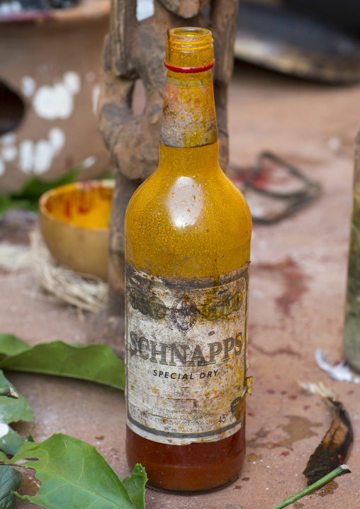 Benin, West Africa, Bonhicon, schnapps bottle used during a voodoo ceremony