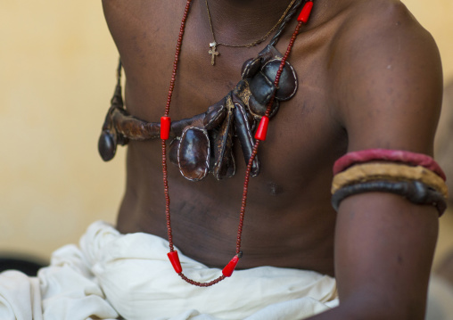 Benin, West Africa, Bonhicon, kagbanon bebe voodoo priest necklaces and arm bangles