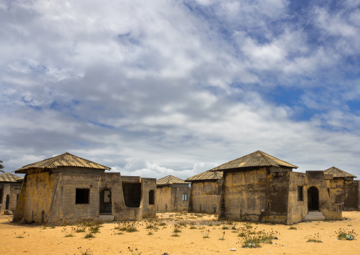 Benin, West Africa, Ouidah, abandoned hotel on the beach