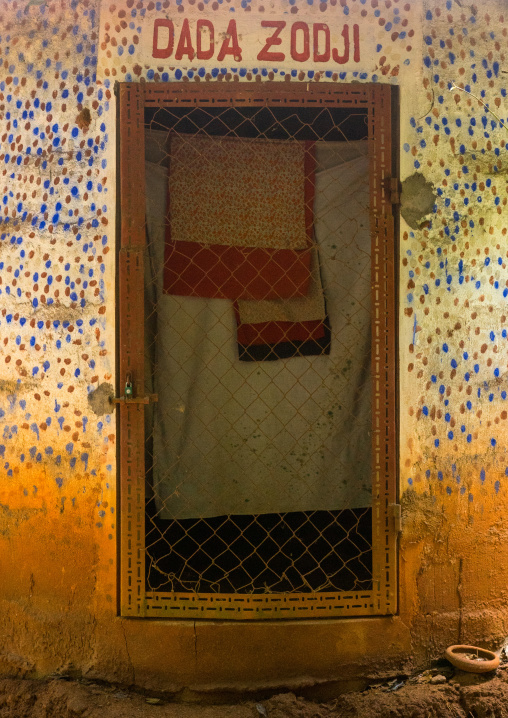 Benin, West Africa, Ouidah, dada zodji temple door in the sacred forest of kpasse