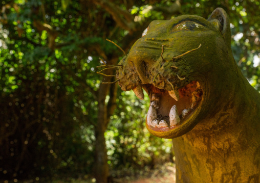 Benin, West Africa, Ouidah, leopard figure in kpasse sacred forest
