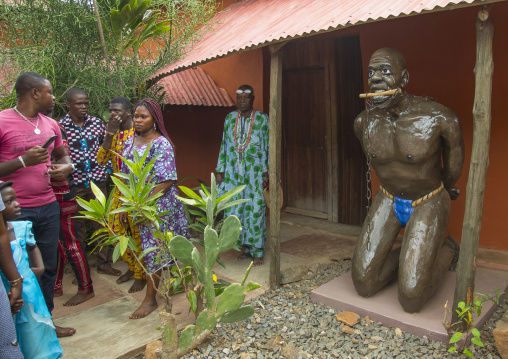 Benin, West Africa, Savalou, beninese tourists visiting the royal palace sponsored by muammar gaddafi