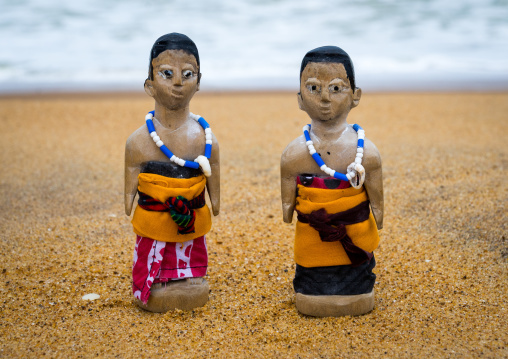 Benin, West Africa, Ouidah, carved wooden figures made to house the soul of dead twins