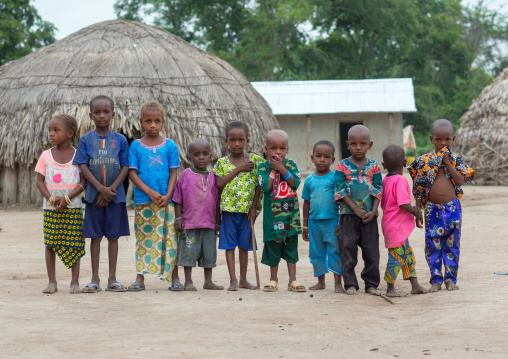 Benin, West Africa, Savalou, fulani peul tribe children in a village