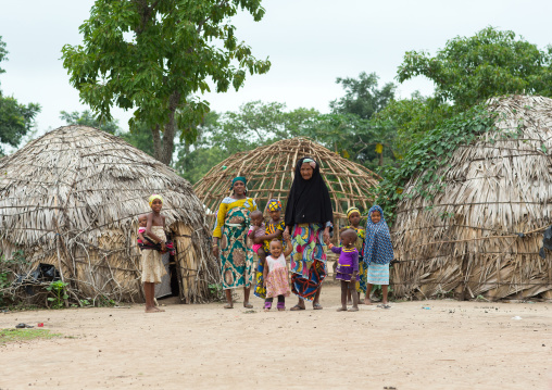 Benin, West Africa, Savalou, fulani peul tribe family in a village
