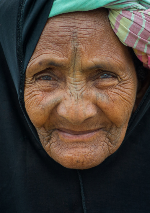 Benin, West Africa, Savalou, an old tattooed fulani peul tribe woman portrait