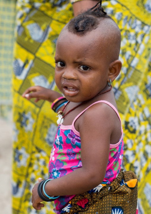 Benin, West Africa, Savalou, fulani peul tribe little girl with a funny haircut