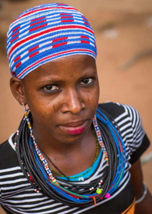Benin, West Africa, Copargo, a beautiful tattooed fulani peul tribe woman