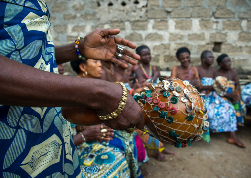 Benin, West Africa, Bopa, women with shakers during a voodoo ceremony