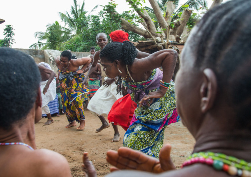 Benin, West Africa, Bopa, women dancing during a traditional voodoo ceremony