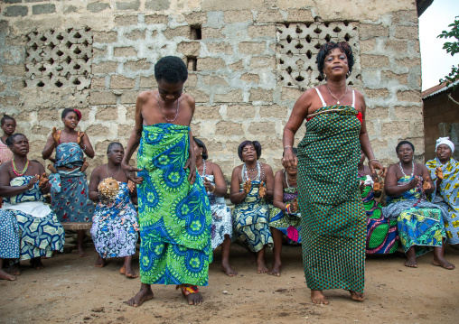 Benin, West Africa, Bopa, women dancing during a traditional voodoo ceremony