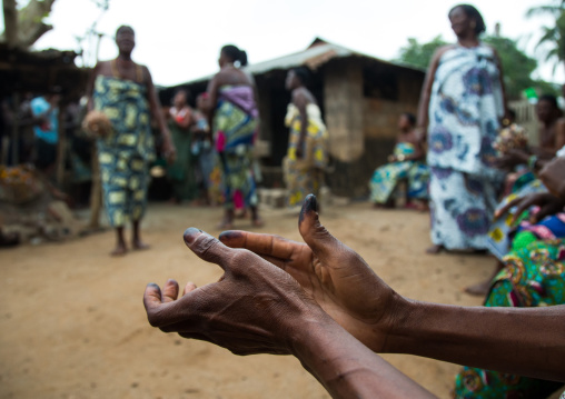 Benin, West Africa, Bopa, women dancing during a traditional voodoo ceremony