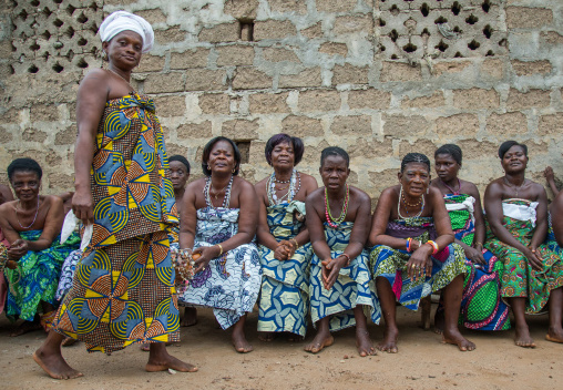 Benin, West Africa, Bopa, women dancing during a traditional voodoo ceremony