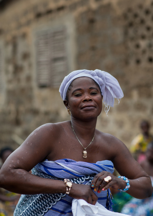 Benin, West Africa, Bopa, woman dancing during a traditional voodoo ceremony