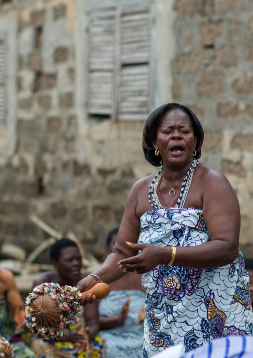 Benin, West Africa, Bopa, woman in trance dancing during a traditional voodoo ceremony