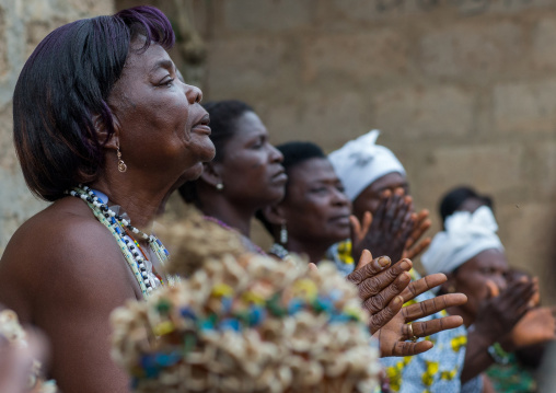 Benin, West Africa, Bopa, women dancing during a traditional voodoo ceremony
