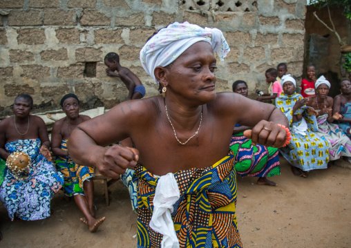 Benin, West Africa, Bopa, woman dancing during a traditional voodoo ceremony