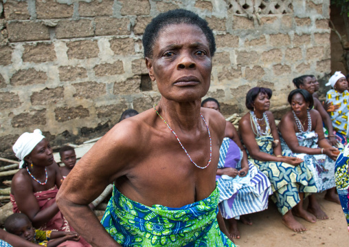 Benin, West Africa, Bopa, woman in trance dancing during a traditional voodoo ceremony