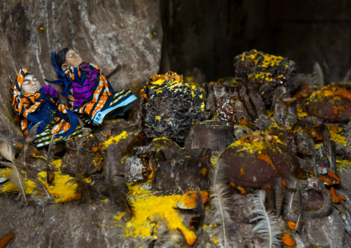 Benin, West Africa, Bopa, twins statues in the deity dan temple