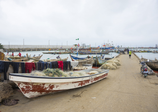 Benin, West Africa, Cotonou, fishermen ships in the port