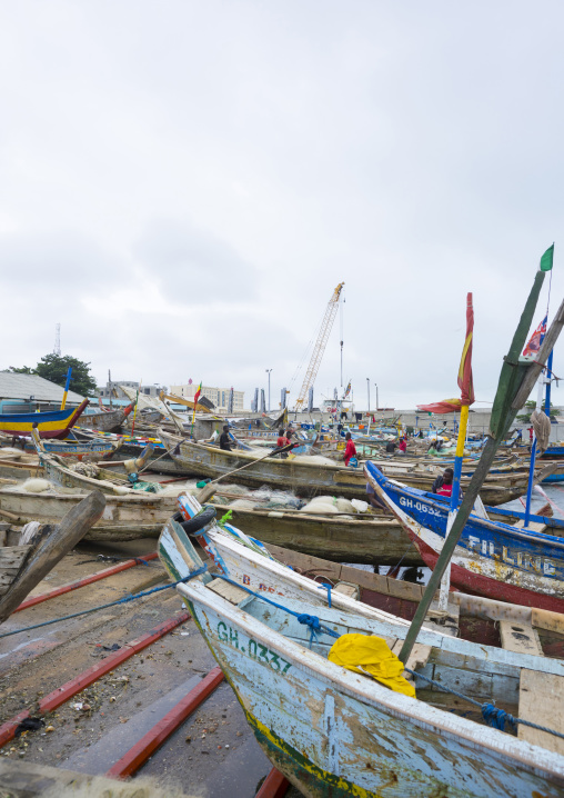 Benin, West Africa, Cotonou, fishermen ships in the port