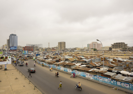 Benin, West Africa, Cotonou, dantokpa market aerial view