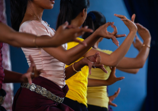 Cambodian dancers during a training session of the National ballet, Phnom Penh province, Phnom Penh, Cambodia
