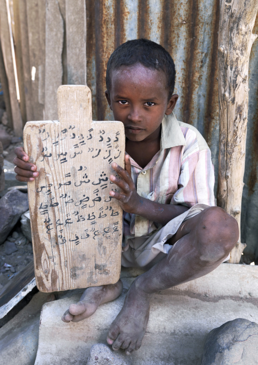 Young Boy With A Wooden Plate In A Coranic School, Tadjourah, Djibouti