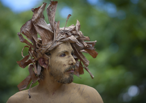 Man In Carnival Parade During Tapati Festival, Easter Island, Chile