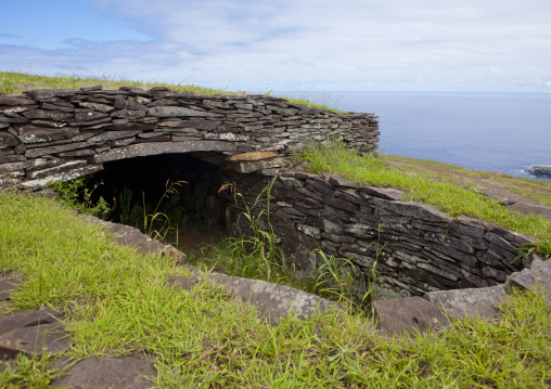 Restored Houses In The Ceremonial Village Of Orongo, Easter Island, Chile