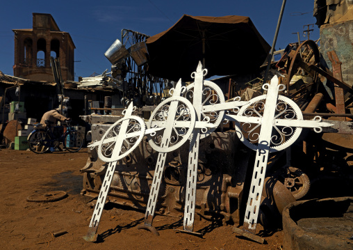 Eritrea, Horn Of Africa, Asmara, crosses in medebar metal market