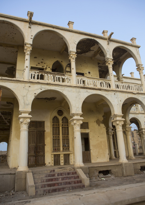 Ruins Of The Former Banca D Italia, Northern Red Sea, Massawa, Eritrea