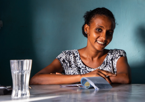 Portrait of an eritrean woman in a bar, Northern Red Sea, Massawa, Eritrea