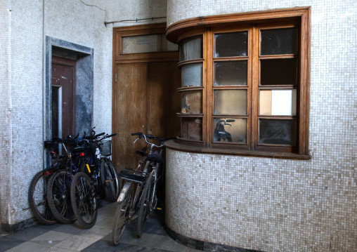 Bicycles in an old italian building, Central region, Asmara, Eritrea