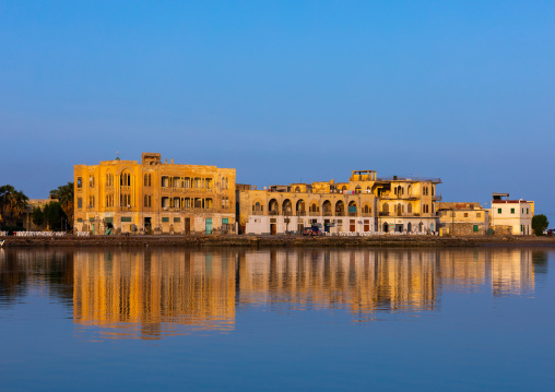 Old ottoman architecture buildings seen from the sea, Northern Red Sea, Massawa, Eritrea