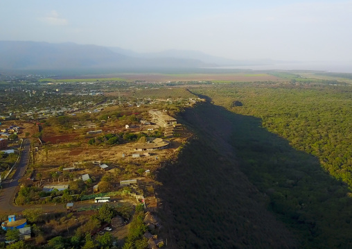Aerial view of the Nechisar national park and lakes chamo and abaya, Gamo gofa omo, Arba Minch, Ethiopia