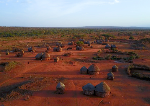 Aerial view of a Borana village, Oromia, Yabelo, Ethiopia