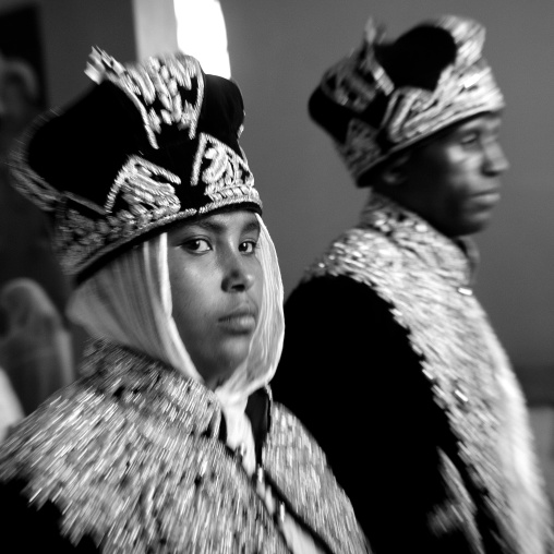 Newlyweds during an Ethiopian wedding in an orthodox church, Zway, Ethiopia