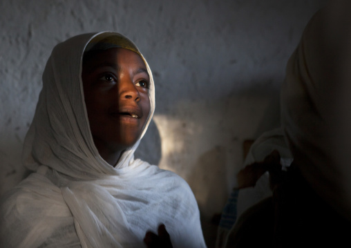 Portrait of a young girl singing in church, Addis ababa, Ethiopia