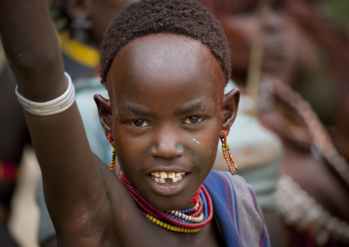 Hamer Tribe Girl Dancing During Bull Leaping Ceremony, Omo Valley, Ethiopia