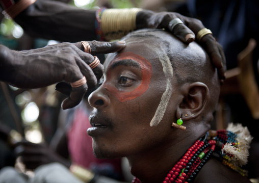 Whippers Making Up During Bull Jumping Ceremony In Hamer Tribe, Omo Valley, Ethiopia