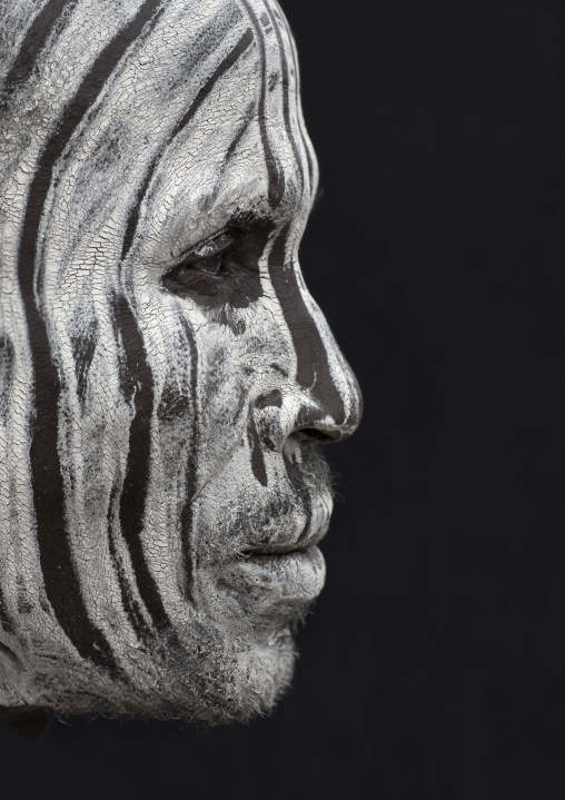 Portrait Of Karo Man With White Paint On Face Ethiopia