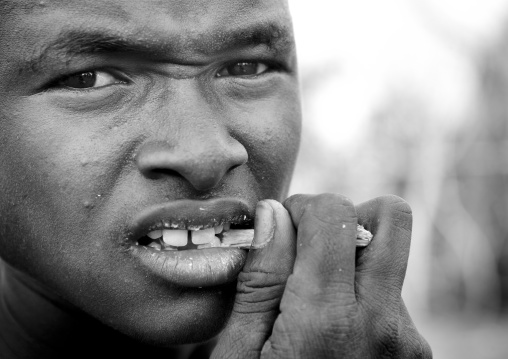 Young Dassanech Man Portrait With Concerned Look Omorate Ethiopia